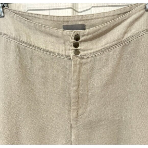 Minus Sweden Women's Linen Blend Pants 8 Wide Leg Button Front Light Beige - Picture 2 of 13